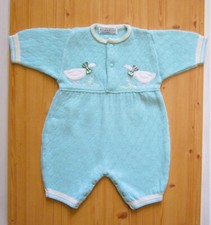 Grenouillère / combinaison CLAYEUX vert amande motif oies / taille 1 ( 3 mois )