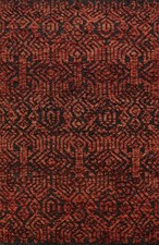 Tapis Oriental Géométrique Marocain 5x8 Moderne En Laine Rouge Fait Main
