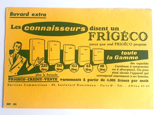Ancien buvard refrigerateur - ancien,