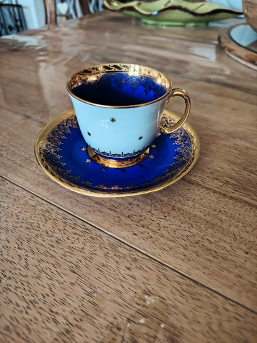 Tasse café bleue ancienne - à,
