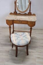 coiffeuse ancienne en merisier et marbre avec tabouret, début 20ème siècle 