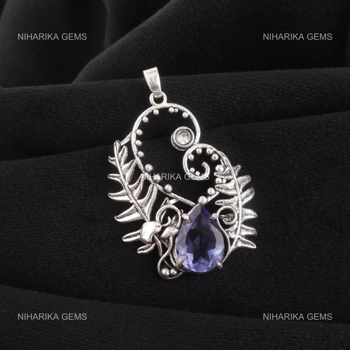 Pendentif iolite poire - iolite,