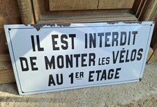 Grande Plaque émaillée D'utilité Bombée - Interdit De Monter Les Velos - 40x20cm