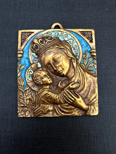Plaque murale bronze - , émaillé