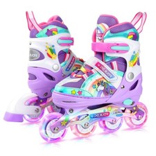 Licorne Rollers Enfant avec Roues Lumineux Patins à roulettes Alignées Roller...