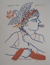 Alekos FASSIANOS : Athlète vainqueur et colombe de la paix, Lithographie signée