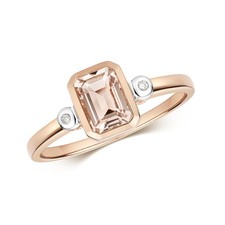Bague Femme Or Rose 9 k/carat et Diamant avec Morganite