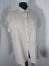 VINTAGE sur chemisier tunique long lin/viscose beige LAUREN VIDAL S 40/42