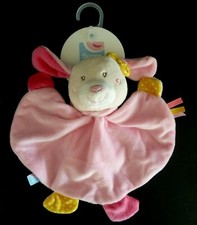 *. DOUDOU PLAT ARRONDI SUCRE D'ORGE Chien Lapin rose jaune papillon pois NEUF