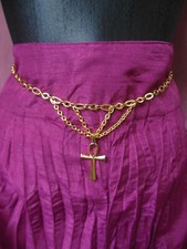 Ceinture égyptienne, croix Ankh dorée, chaîne ajustable