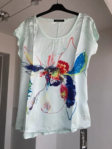Tee shirt bleu fluide avec