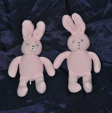 ?Lot De 2 Doudou Lapin Rose JEFF De BRUGES Peluche 16 Cm Rabbit Etat NEUF