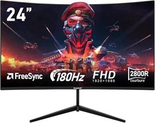 Gawfolk Écran PC 24 Pouces incurvé Gaming Moniteur 180hz, fhd 1080p 1ms