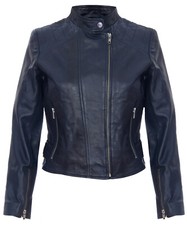 Veste En Cuir Marine Pour
