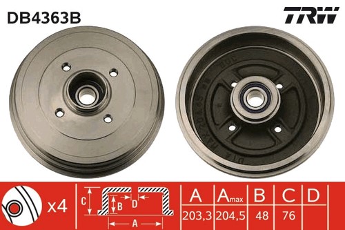 Trw db4363b tambour frein - de,