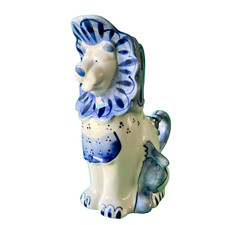 Petit pichet forme Lion GZHEL Russie porcelaine russe Pot à lait Gjel Russie