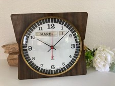 ⚜️ Ancienne Pendule Murale Horloge Calendrier Jaz Transistor 22 X 24 Cm Vintage