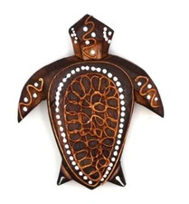 Magnet aimant tortue de mer en bois et coquille d'oeuf déco frigo cuisine Bali