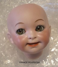Tête poupée GOOGLIE Louis WOLF porcelaine Fait main-REPRODUCTION FRANCE POUPEES