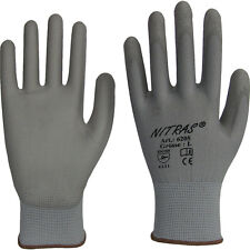 12 Paires de gants de manutention Nylon revêtus PU (T.6-7-8-9-10-11) NITRAS 6205