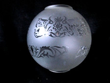 VERRE BOULE LAMPE PETROLE motif Art Nouveau dég acide Globe Lamp Glass Victorian