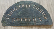 Pochoir ancien en cuivre pour caisse ou tonneau de vin de Bordeaux