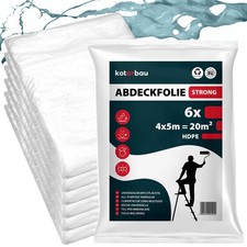 ® Lot De 6 Bâche Plastique Protection - 4 x 5 m - Transparent - Bâche Peintur...