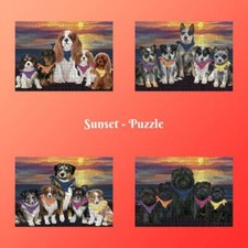 Family Sunset Dog Cat Jigsaw