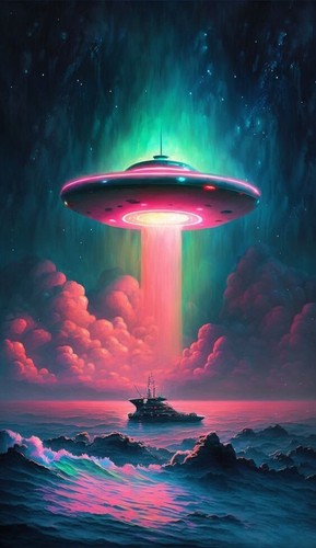 Plaque métal ovni ufo - métal,