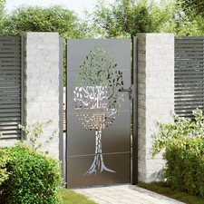 Portail de Jardin Portillon Barrière Conception de L'Arbre Acier Corten vidaXL