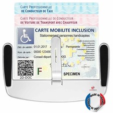 Porte Carte Pare Brise Handicapé PMR VTC Taxi | Support Carte HANDICAPE | PMR...