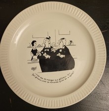 Vintage 3 assiettes - 1 plat à tarte humoristiques Jacques Faizant - Saint Amand