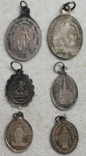 Joli Lot de 6 Petites Médailles Religieuses ARGENT à Classer