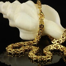 Hommes Collier Byzantin Plaqué Or 24 Carat Acier Inox Byzantine Chaîne K6231D