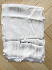 Grande étole / Foulard  Christian Dior en soie blanche- Années 80