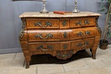 COMMODE STYLE LOUIS XV - RÉGENCE GALBÉE marquetée bois de violette tombeau XXèm