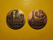 VILLE DE PARIS TORCHE OLYMPIQUE TOUR EIFFEL FRANCE LOT DE DEUX MEDAILLES BALME 