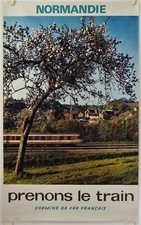 Affiche Tourisme SNCF 1970 Prenons le Train NORMANDIE Imp Helio Cachan 62x100 cm