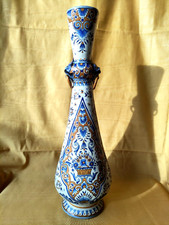 GRAND VASE EN FAIENCE JULES VERLINGUE DESVRES/BOULOGNE DECOR ROUEN H.43CM