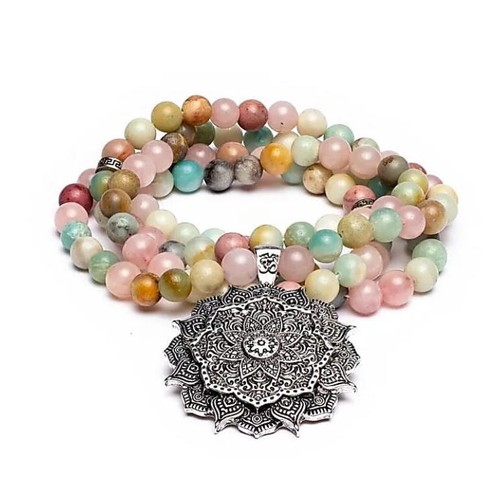 Mala collier quartz rose - collier, en