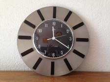 Horloge pendule ronde inox chrome alu  VINTAGE     années  50's 60's 70 