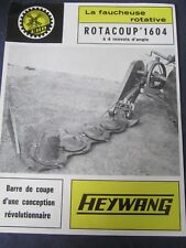 ANCIENNE BROCHURE LA FAUCHEUSE ROTATIVE HEYWANG TRACTEUR