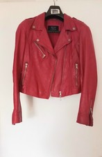 BLOUSON PERFECTO ZARA EN VRAI  CUIR ROUGE T.S 