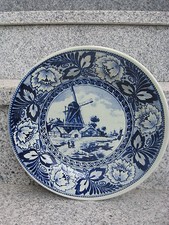 ASSIETTE MURALE FAÏENCE DE DELFT Décor Moulin 23,2 cm