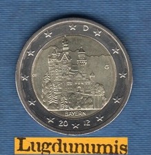 2 euro Commémo Allemagne 2012 G Chateau Neuschwanstein G Karlsruhe Germany