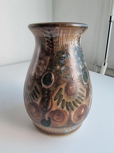 Vase grès sel signé - sel,, jc