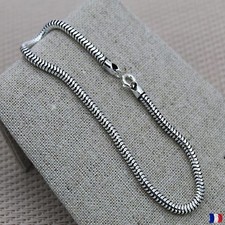 Bracelet maille serpent argent 925 massif 19 cm unisexe élégant bijoux tendance
