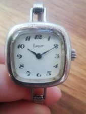 Flamor Montre Femme Bracelet Jonc En Argent Massif Ancienne Vintage P1670