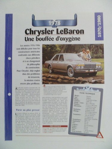 Carte fiche auto chrysler - carte,