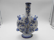 01 ) GOURDE BLEUE DÉCOR FLORAL EN FAÏENCE DE NEVERS A. MONTAGNON GABRIEL G.M.